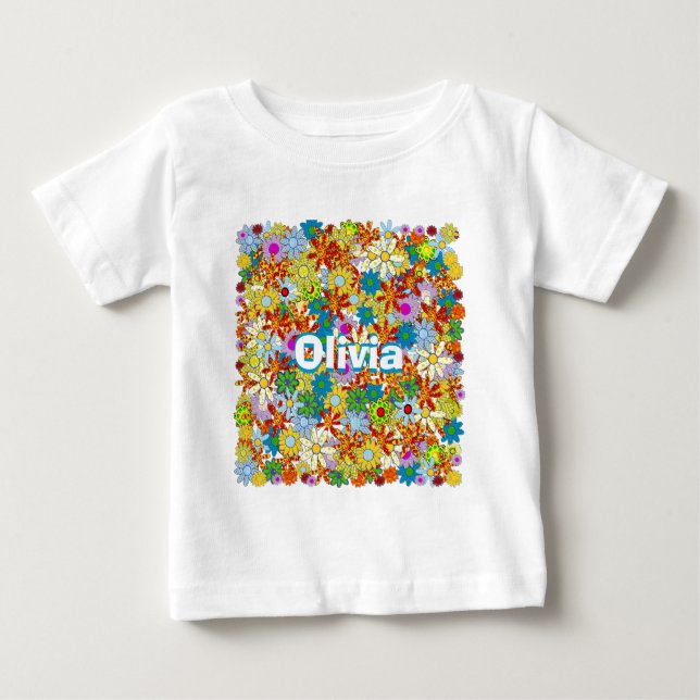 Camiseta De Bebé Monograma personalizado o patrón floral de nombre (Anverso)