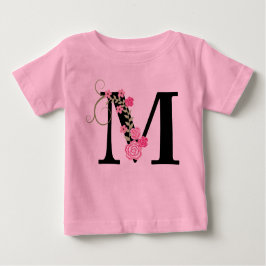 Camiseta De Bebé Monograma Tutu Bodysuit Floral Rosa/Negro