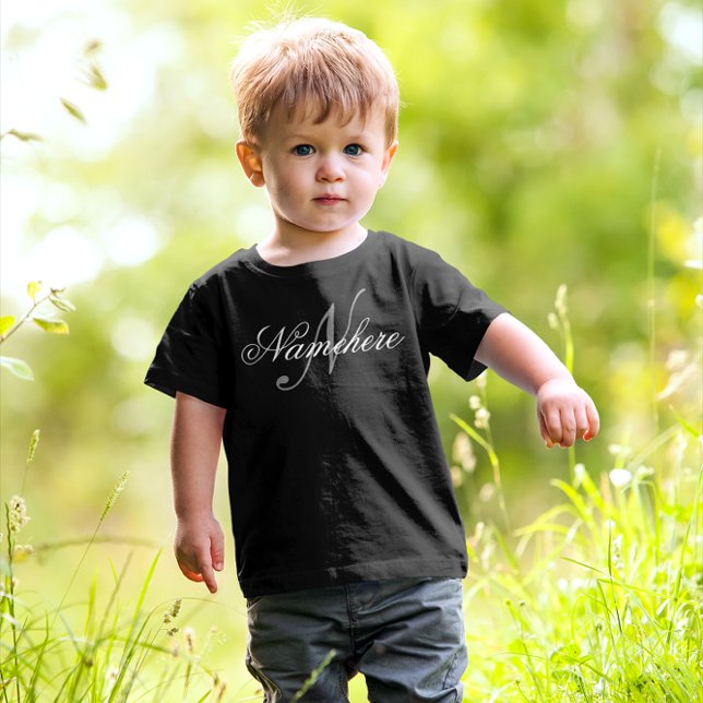 Camiseta De Bebé Monograma único personalizado de nombre blanco y n (Subido por el creador)
