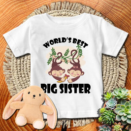 Camiseta De Bebé Monos en Vine La Mejor Hermana Mayor del Mundo