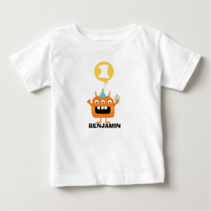 Camiseta De Bebé Monster Cupakes Balloon 1er cumpleaños T-Shirt