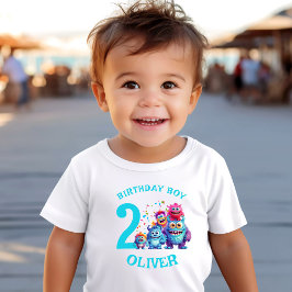 Camiseta De Bebé Monster Nombre cumpleaños Boy Colorful Cute
