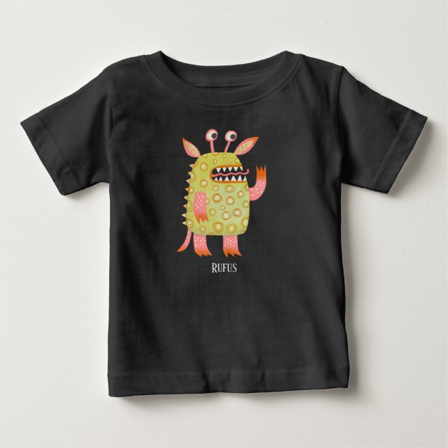 Camiseta De Bebé Monster Rufus Custom Name (Anverso)