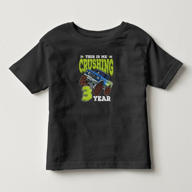 Camiseta De Bebé Monster Truck 3 cumpleaños (Anverso)