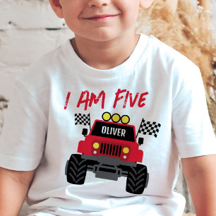 Camiseta De Bebé Monster Truck Boy 5 cumpleaños personalizado