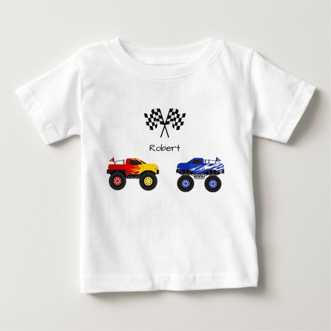 Camiseta De Bebé Monster Truck Personalizado (Anverso)