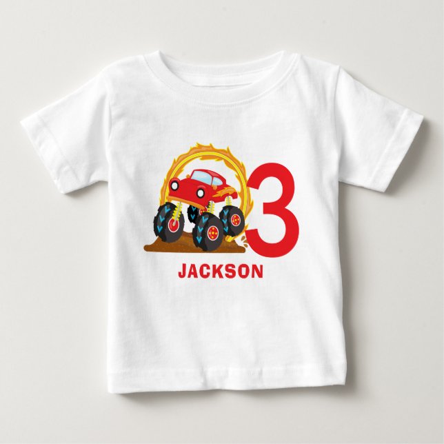 Camiseta De Bebé Monster Truck Rally Birthday Party Outfit (Anverso)