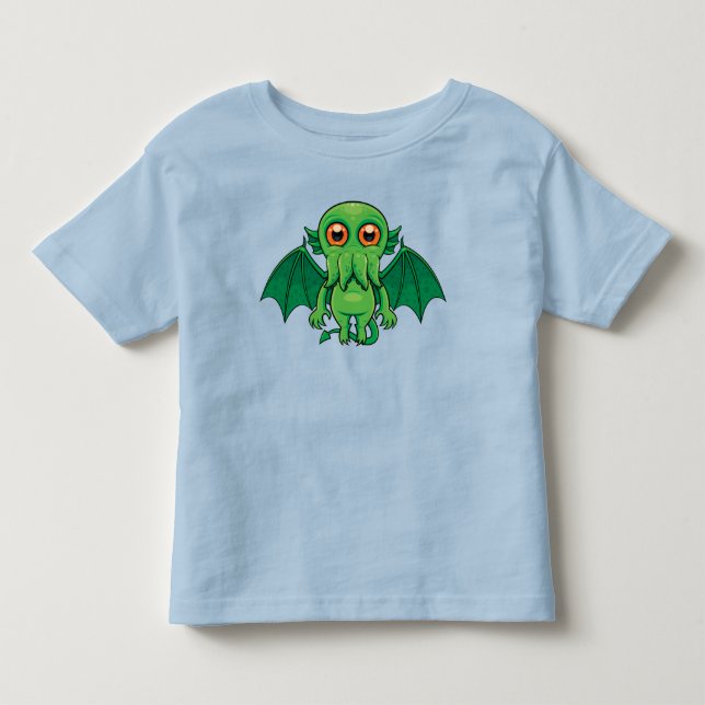 Camiseta De Bebé Monstruo de Cthulhu Verde (Anverso)