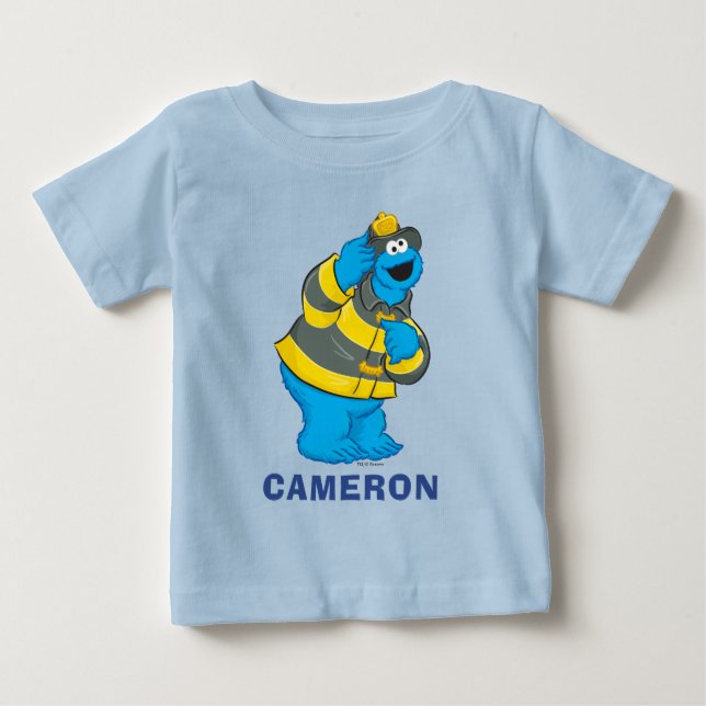 Camiseta De Bebé Monstruo de las Galletas | Disfraz de Bombero (Anverso)