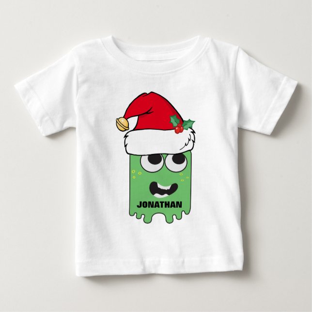 Camiseta De Bebé Monstruo de navidad personalizado (Anverso)