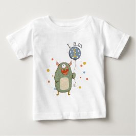 Camiseta De Bebé Monstruo de personalizable con globo de cumpleaños