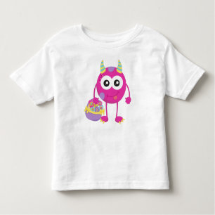 Camiseta De Bebé Monstruo de primavera, monstruo rosa, bocinas, flo