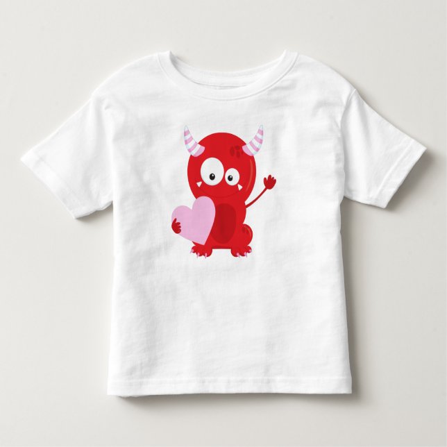 Camiseta De Bebé Monstruo el día de San Valentín, Monstruo Cuto, Co (Anverso)