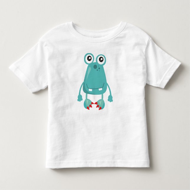 Camiseta De Bebé Monstruo lindo, monstruo azul, monstruo gracioso,  (Anverso)