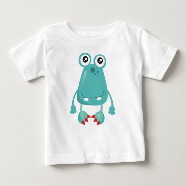 Camiseta De Bebé Monstruo lindo, monstruo azul, monstruo gracioso,  (Anverso)
