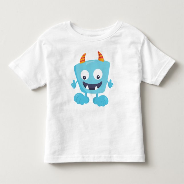 Camiseta De Bebé Monstruo lindo, monstruo azul, monstruo gracioso,  (Anverso)