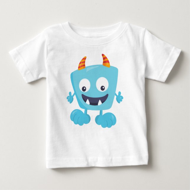 Camiseta De Bebé Monstruo lindo, monstruo azul, monstruo gracioso,  (Anverso)