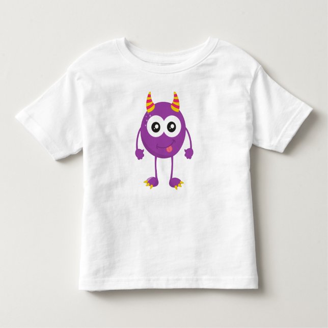 Camiseta De Bebé Monstruo lindo, monstruo morado, monstruo gracioso (Anverso)