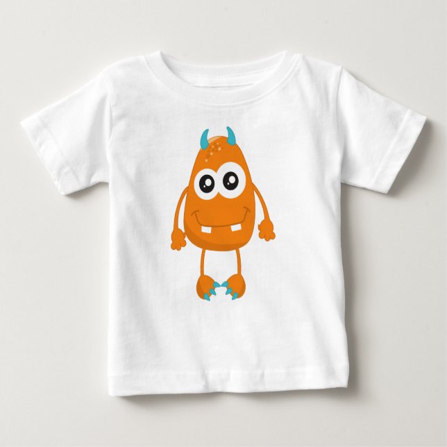 Camiseta De Bebé Monstruo lindo, monstruo Naranja, monstruo gracios (Anverso)
