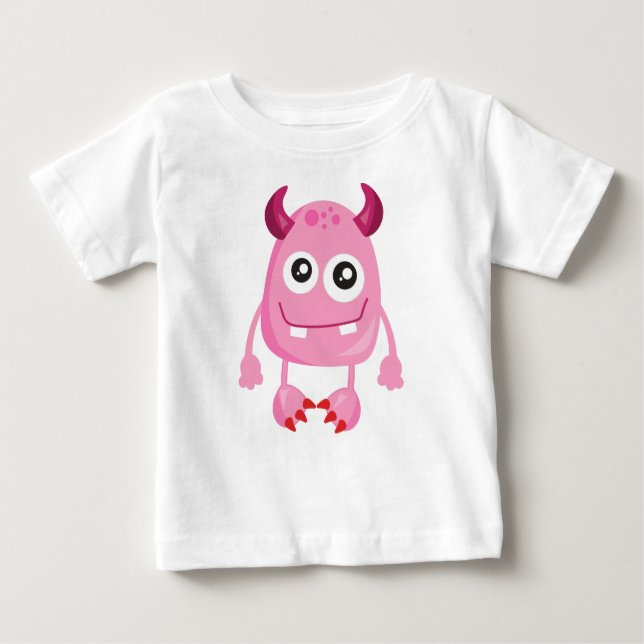 Camiseta De Bebé Monstruo lindo, monstruo rosado, monstruo gracioso (Anverso)