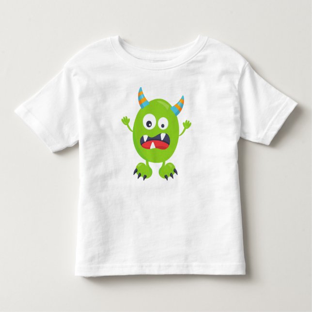Camiseta De Bebé Monstruo lindo, monstruo verde, monstruo gracioso, (Anverso)