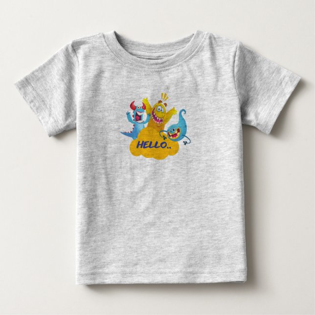 Camiseta De Bebé monstruo lindo salta (Anverso)