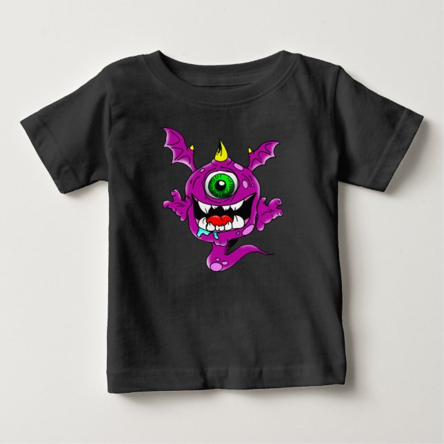 Camiseta De Bebé Monstruo púrpura lindo del comedor de la gente (Anverso)