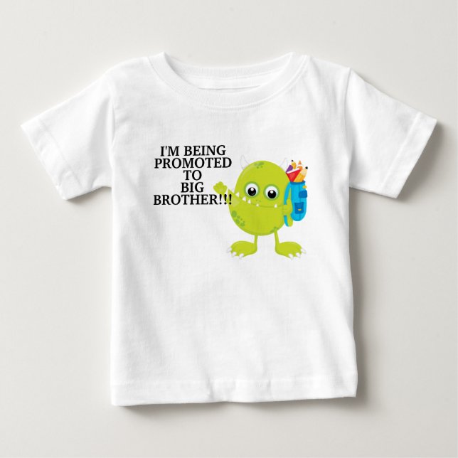 Camiseta De Bebé Monstruo Verde Ascendido a Hermano Mayor (Anverso)