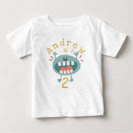 Camiseta De Bebé Monstruo Verde azulado personalizable