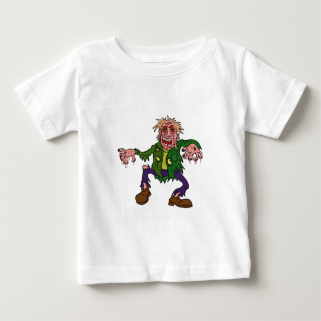 Camiseta De Bebé Monstruo Zombie Verde de Halloween (Anverso)