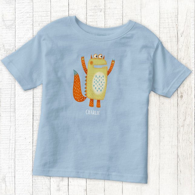 Camiseta De Bebé Monstruos Cutos Personalizados (Cute little monsters personalized name t-shirt)