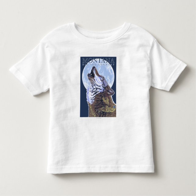 Camiseta De Bebé Montana -- Lobo grande de CountryHowling del cielo (Anverso)