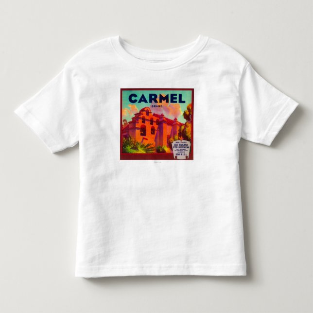 Camiseta De Bebé Montañas anaranjadas de Carmel LabelEast, CA (Anverso)