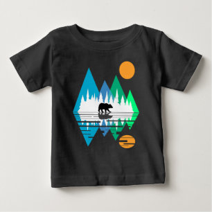Camiseta De Bebé Montañas geométricas y oso