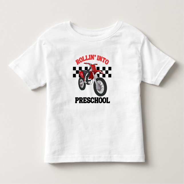 Camiseta De Bebé Montando en Preescolar - De vuelta a la escuela -  (Anverso)