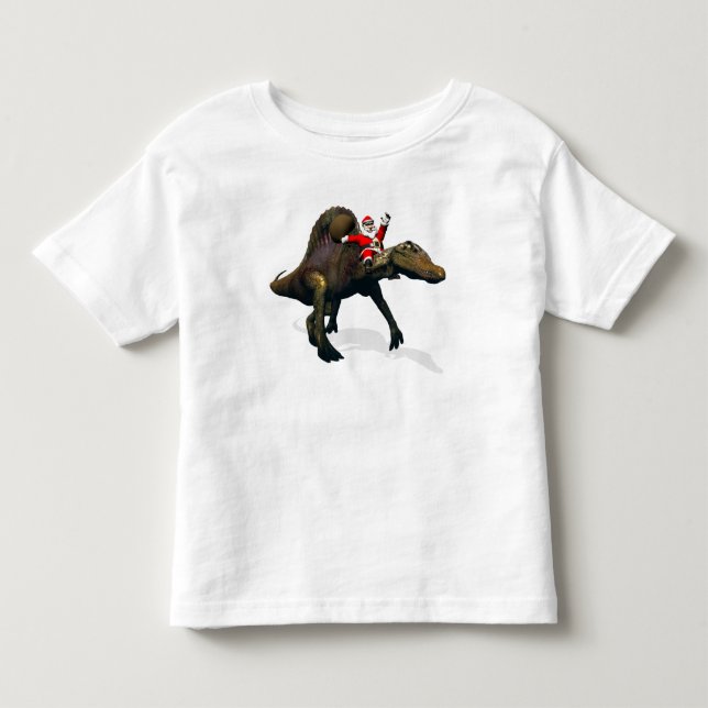 Camiseta De Bebé Montar a caballo de Papá Noel en Spinosaurus (Anverso)