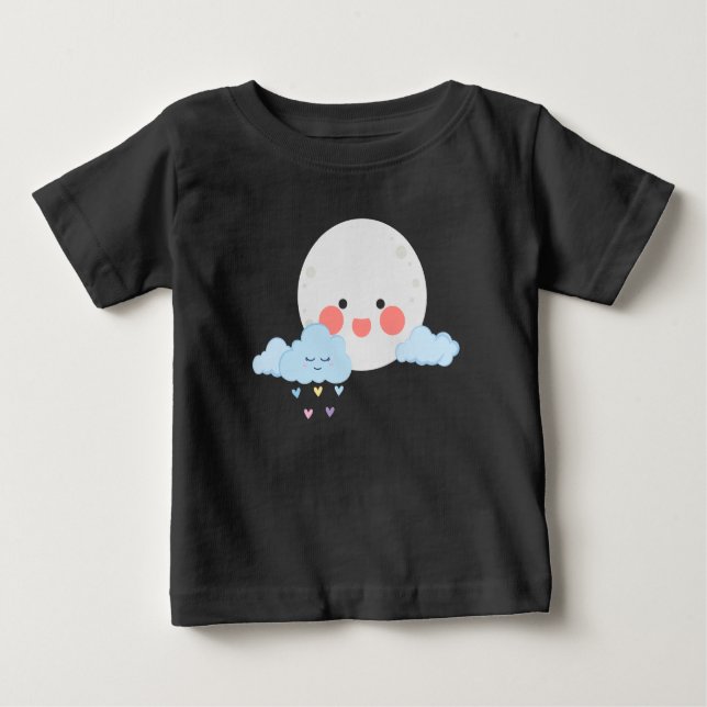 Camiseta De Bebé Moon and cloud cute design (Anverso)