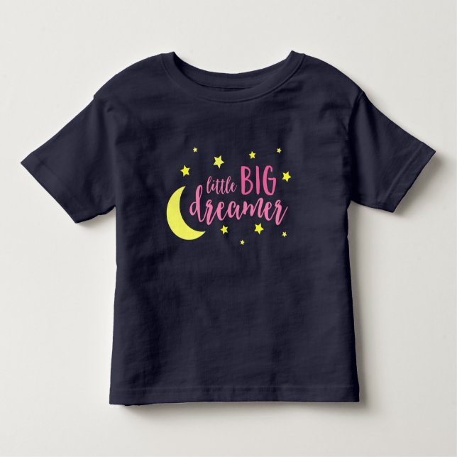 Camiseta De Bebé Moon and Stars Pink Little Big Dreamer (Anverso)