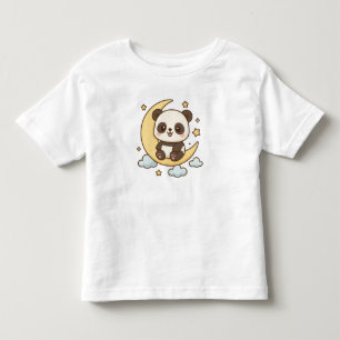 Camiseta De Bebé Moon Panda - Cute Panda Sitting on Crescent
