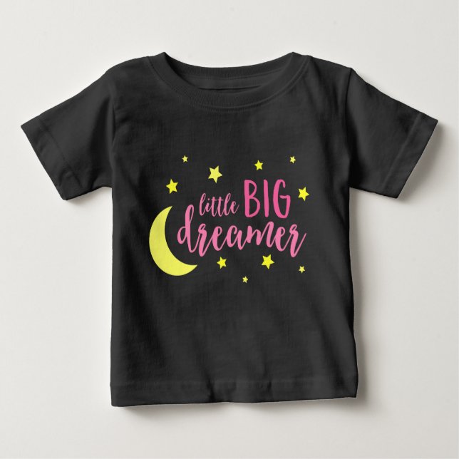 Camiseta De Bebé Moon & Stars Pink Little Big Dreamer (Anverso)