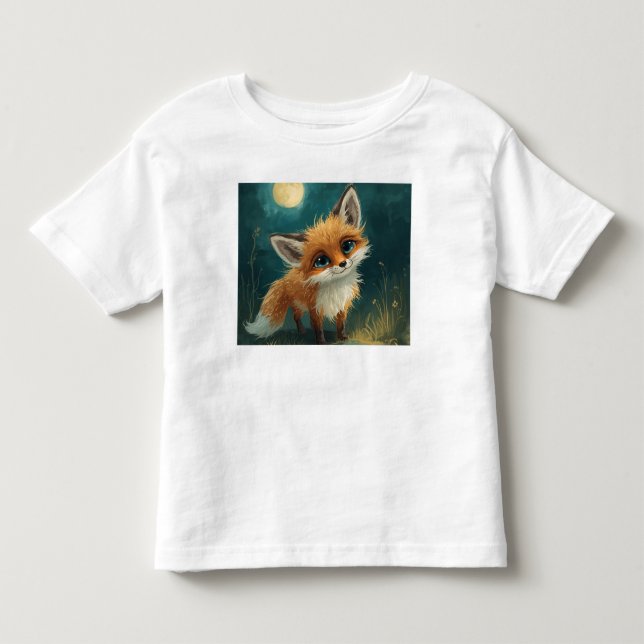 Camiseta De Bebé Moonlit Fox, Night Forest T-Shirt (Anverso)