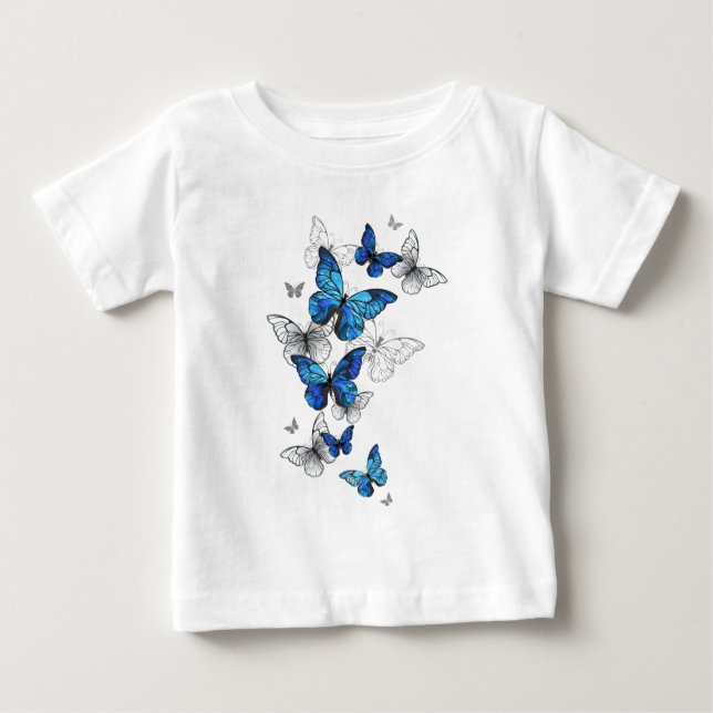 Camiseta De Bebé Morfo de las mariposas voladoras azules (Anverso)