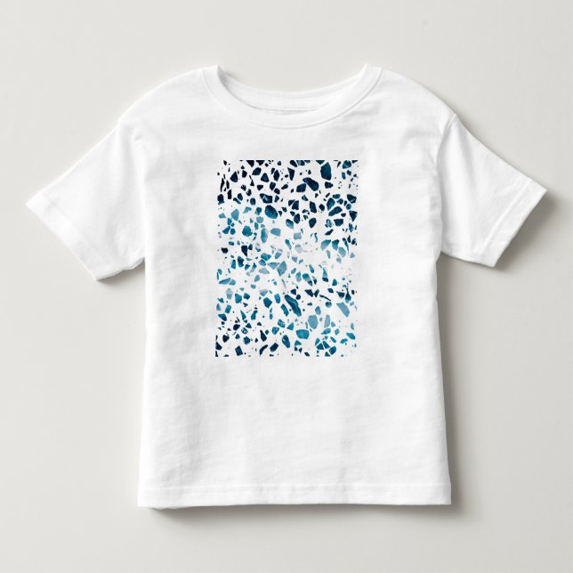 Camiseta De Bebé Mosaico abstracto de Terrazzo en azul marino y azu (Anverso)