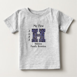 Camiseta De Bebé Mosaico de Reunión Familiar Letra H Apellido Monog