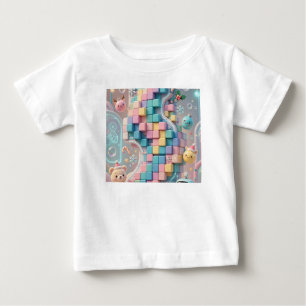 Camiseta De Bebé Mosaico Navideño Futurista y Bonito de Árbol Paste