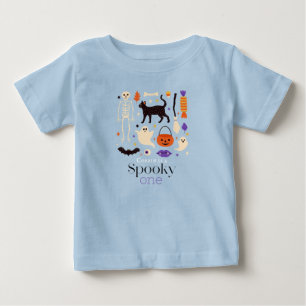 Camiseta De Bebé Motivos de Halloween Spooky One Azul Cumpleaños 1