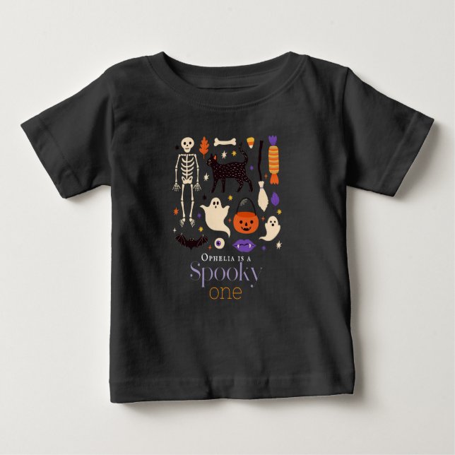 Camiseta De Bebé Motivos espeluznantes de Halloween Primer cumpleañ (Anverso)