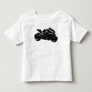 Camiseta De Bebé Motocicleta futurista vector negro blanco