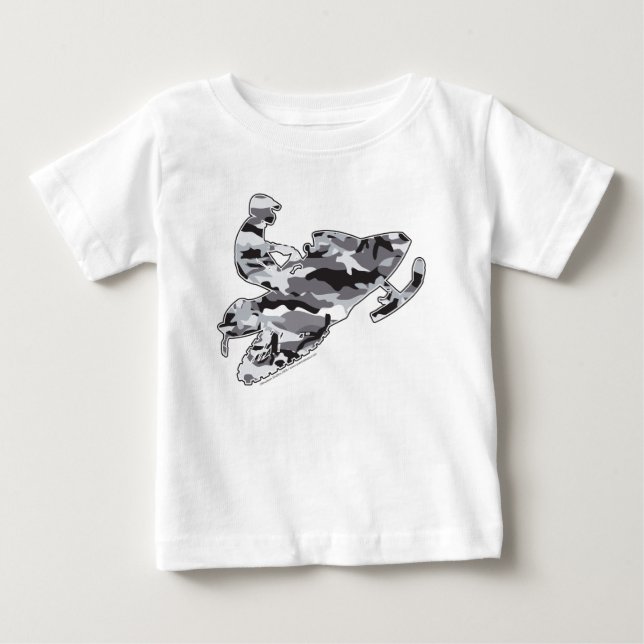 Camiseta De Bebé Motonieve con camuflaje gris (Anverso)