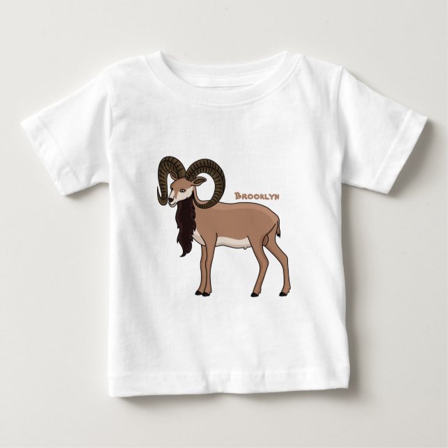 Camiseta De Bebé Mouflon goat illustration  (Anverso)